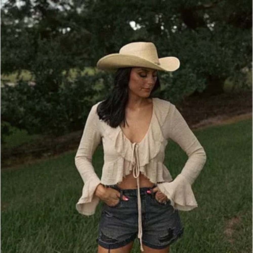 12th Tribe Cream Ruffle Blouse